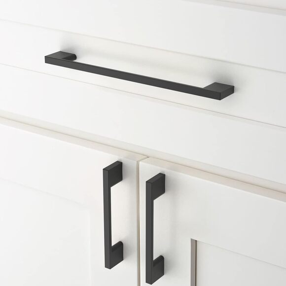 10 Pack Matte Black Cabinet Pulls 7.5 Inch Hole Centers Kitchen Cabinet Handles - Picture 3 of 6
